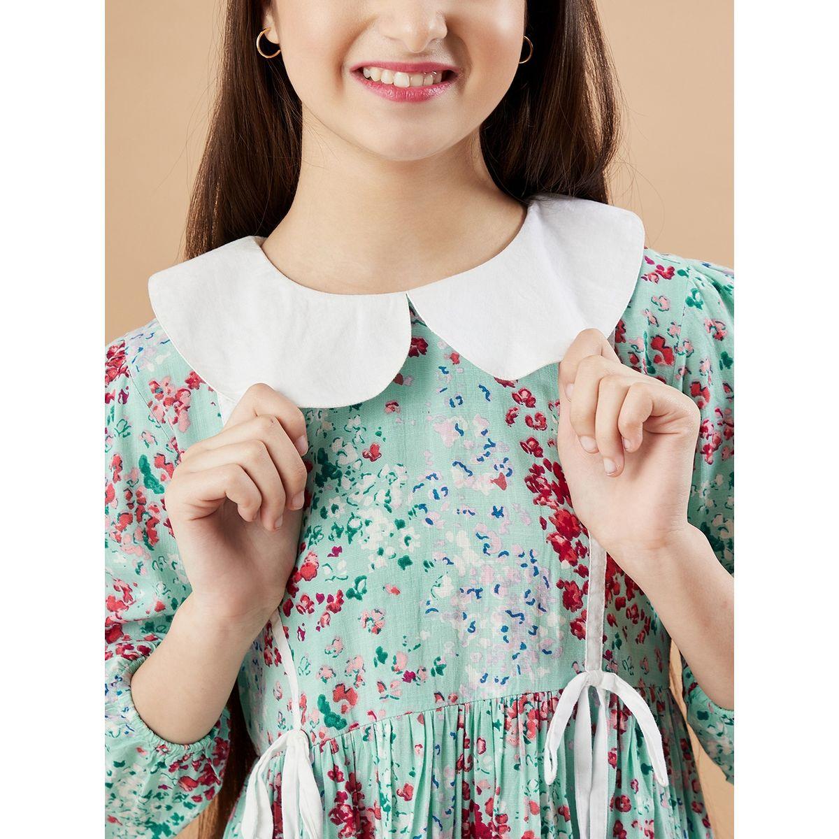 Styli Peter Pan Collar Ditsy Print A-Line Dress-girls-clothing-dressesandjumpsuits-image-7