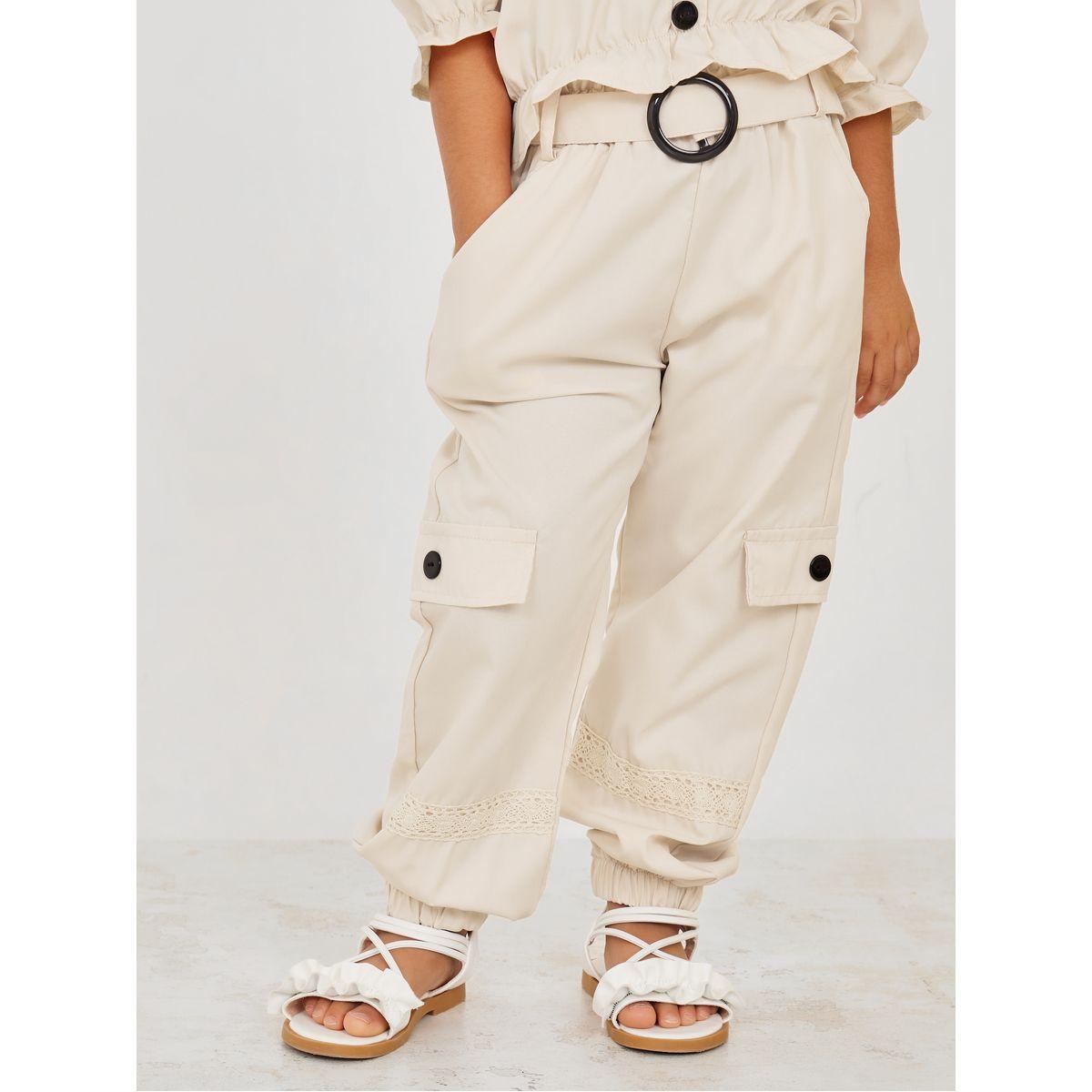 Styli Cold Shoulder Button Detail Top & Cargo Jogger Set-girls-clothing-setsandcoords-image-3