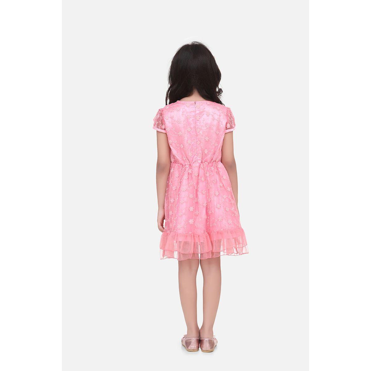 Styli Embroidered Mesh Insert Bow Detail Dress-girls-clothing-dressesandjumpsuits-image-2