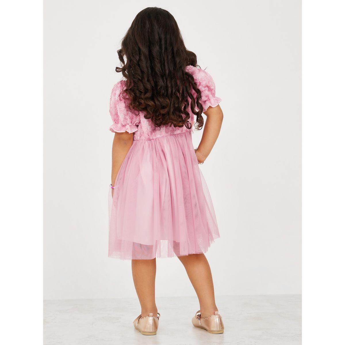 Styli Floral Applique Mesh Overlay Dress-girls-clothing-dressesandjumpsuits-image-4