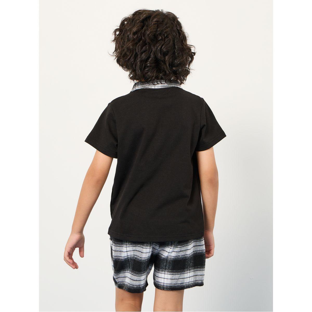 Styli Checked Plaid Polo T-Shirt & Shorts Set-boys-clothing-setsandcoords-image-5