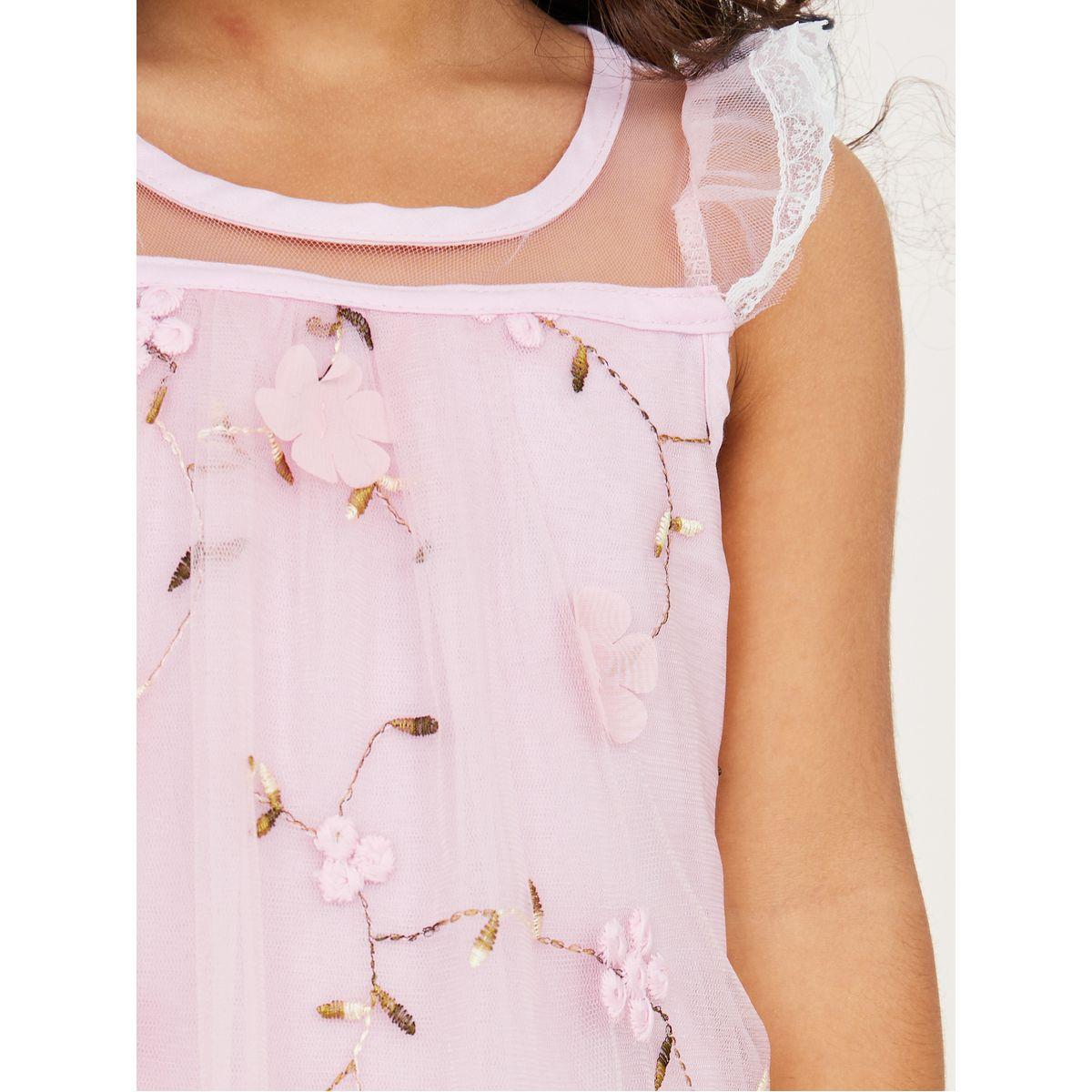 Styli Floral Embroidery Mesh Overlay Dress-girls-clothing-dressesandjumpsuits-image-3