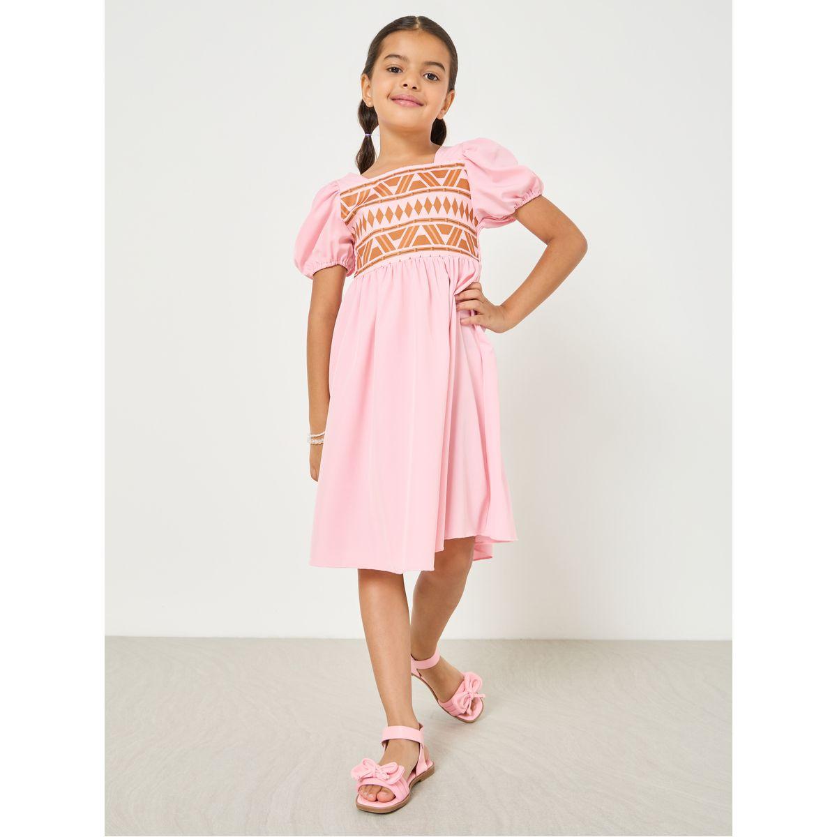 Styli Geo Print Puff Sleeve Dress-girls-clothing-dressesandjumpsuits-image-1