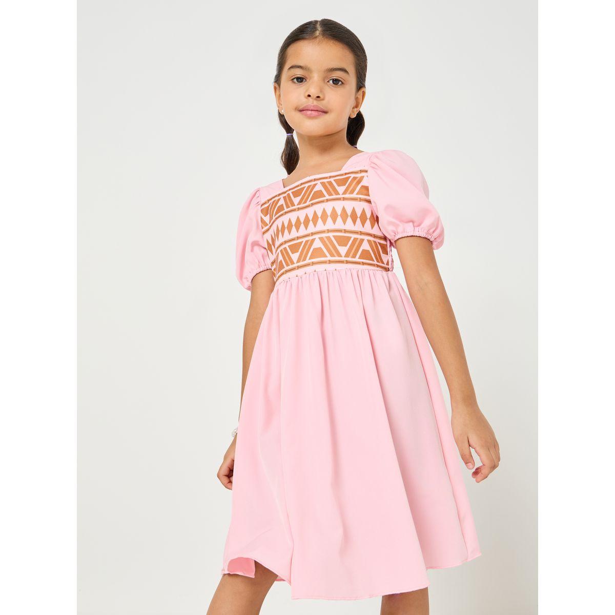 Styli Geo Print Puff Sleeve Dress-girls-clothing-dressesandjumpsuits-image-2