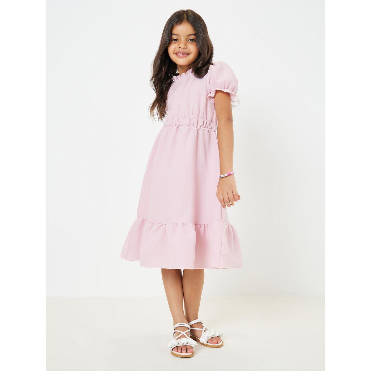 فستان سادة بأكمام منفوشة-girls-clothing-dressesandjumpsuits-image-2