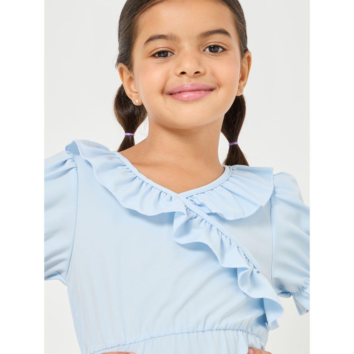 فستان ميدي باكمام منفوشة وكشكش-girls-clothing-dressesandjumpsuits-image-2