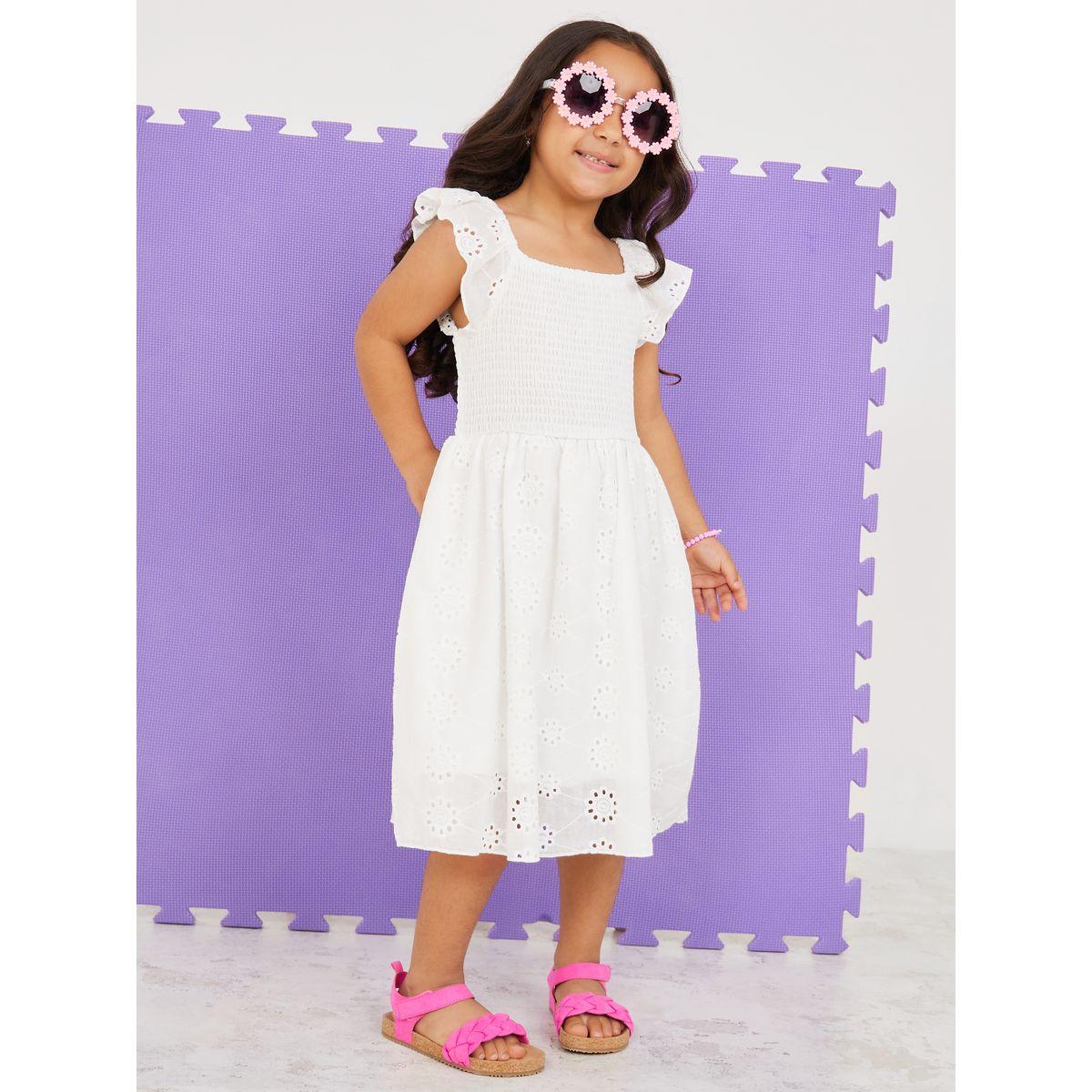 Styli Eyelet Embroidery Ruffle Trim Dress-girls-clothing-dressesandjumpsuits-image-1