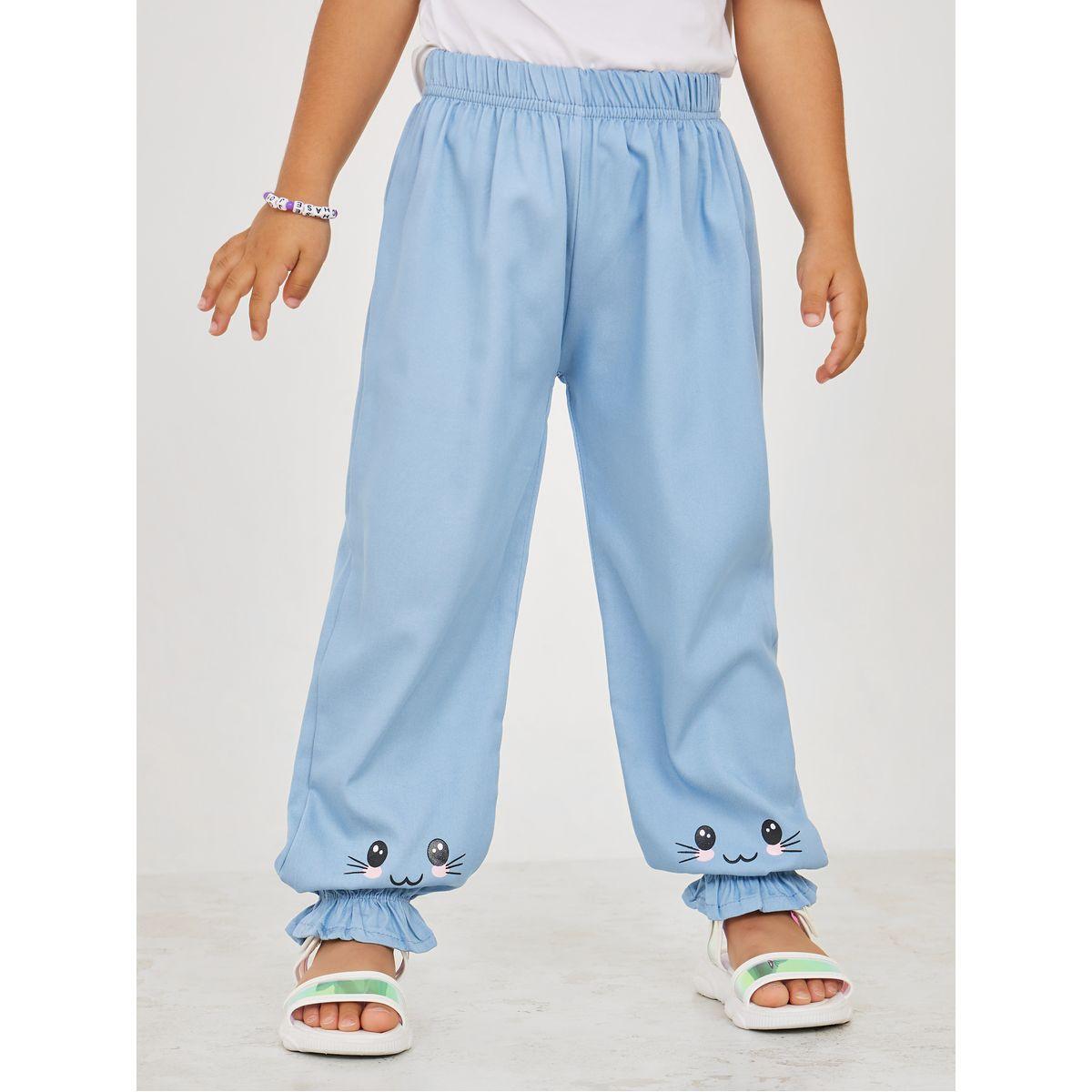 بنطال مطبع بوجه قطة مع أساور-girls-clothing-bottoms-trousers-image-1