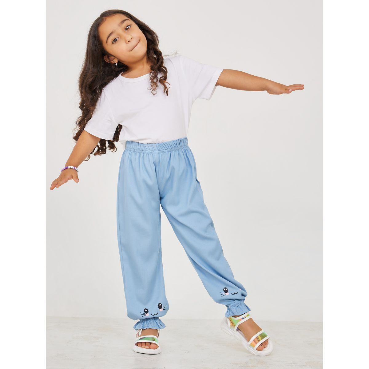بنطال مطبع بوجه قطة مع أساور-girls-clothing-bottoms-trousers-image-2