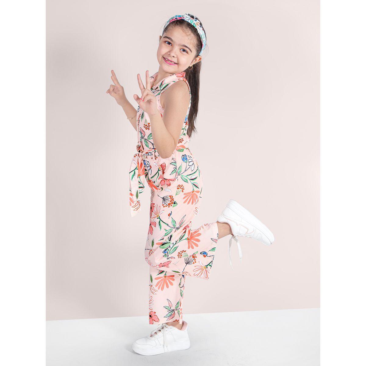 Styli Floral Print Collared Button Through Jumpsuit-girls-clothing-rompers-image-2