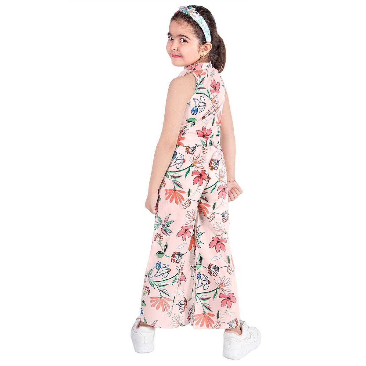 Styli Floral Print Collared Button Through Jumpsuit-girls-clothing-rompers-image-3