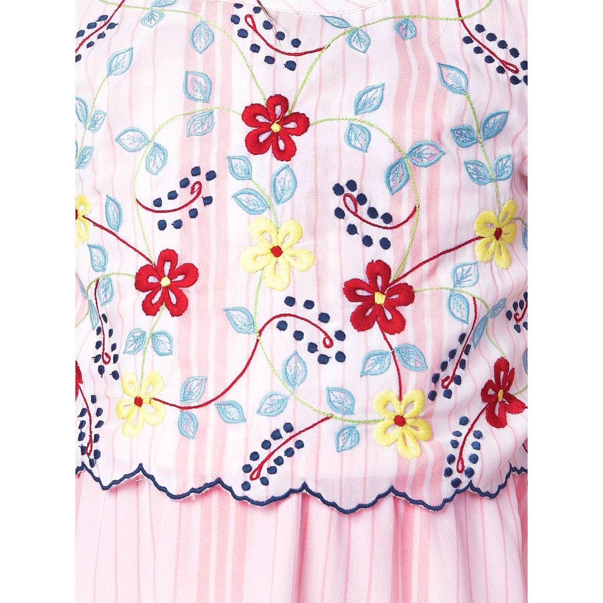 Styli Embroidered Pleated Detail High Low Hem Dress-girls-clothing-dressesandjumpsuits-image-4