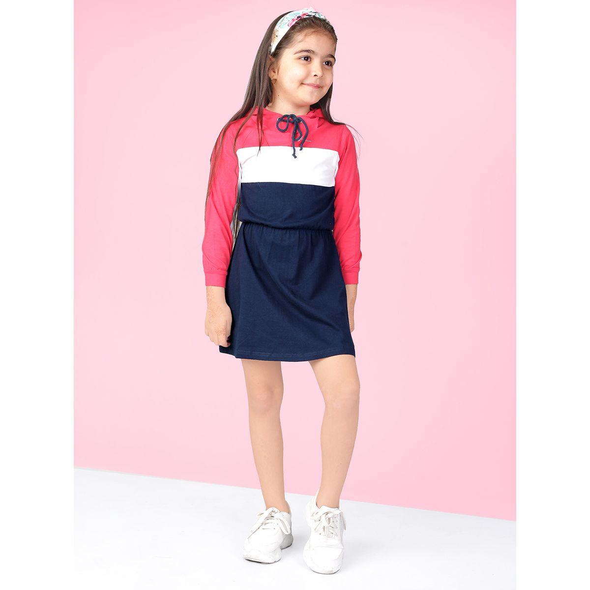 فستان بنمط كتل الالوان وياقة بهودي-girls-clothing-dressesandjumpsuits-image-1