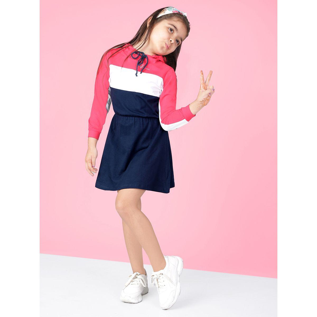 فستان بنمط كتل الالوان وياقة بهودي-girls-clothing-dressesandjumpsuits-image-2