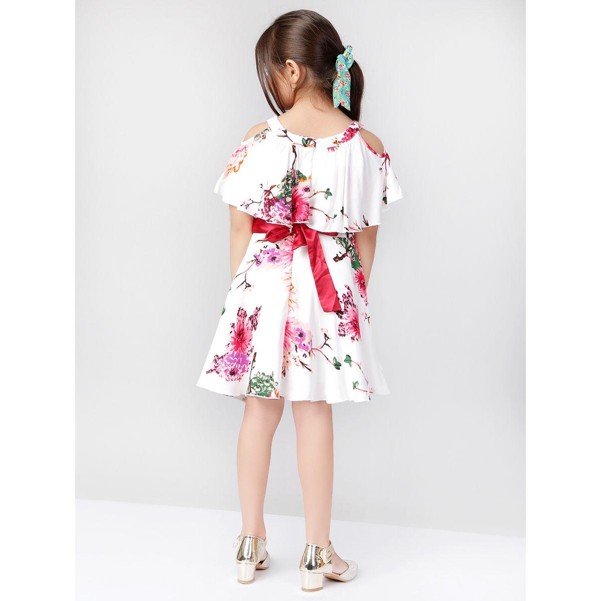 Styli Floral Print Cold Shoulder Sleeves Dress-girls-clothing-dressesandjumpsuits-image-3