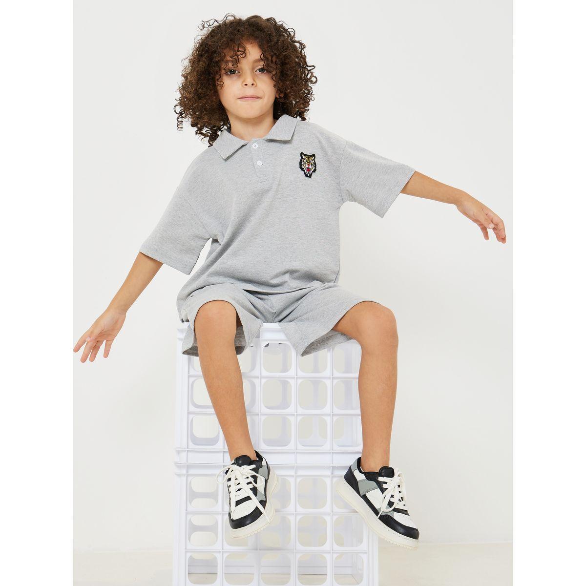 Styli Tiger Patch Polo T-Shirt & Shorts Set-boys-clothing-setsandcoords-image-1