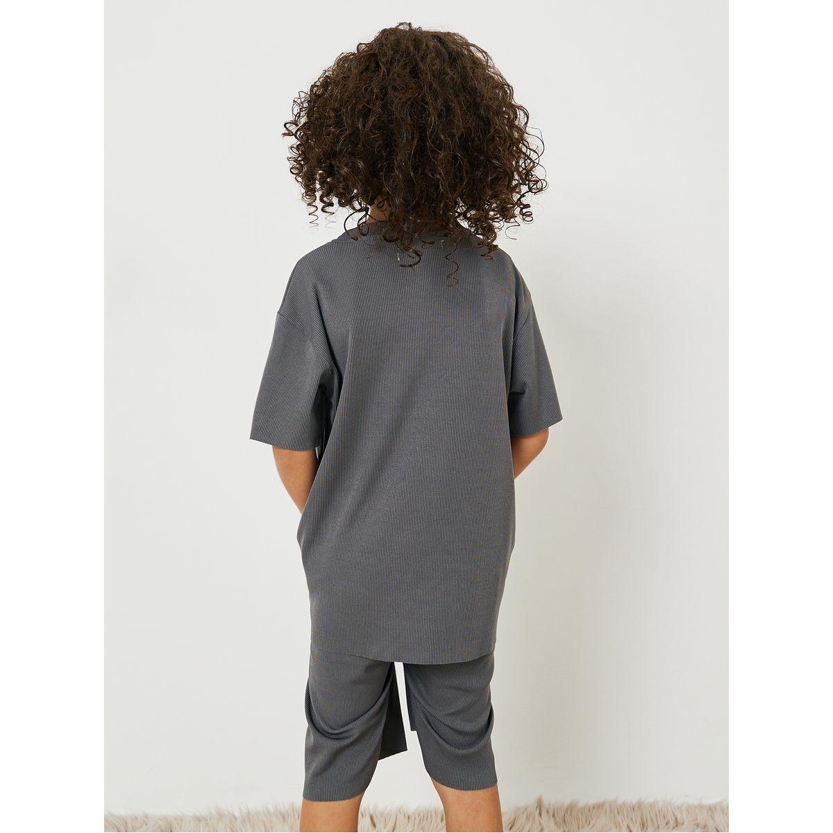 Styli Solid Ribbed T-Shirt & Shorts Set-boys-clothing-nightwear-image-6