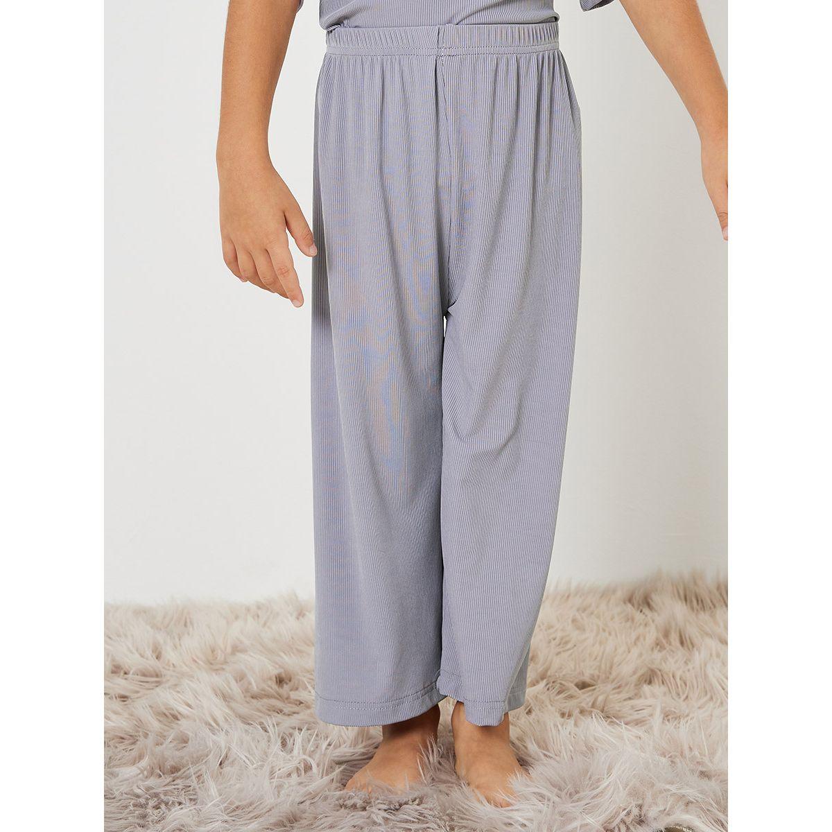 Styli Slogan Print Ribbed T-Shirt & Pyjama Set-boys-clothing-nightwear-image-3