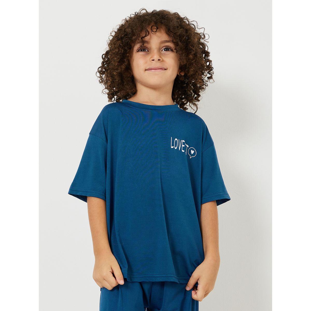 Styli Love It Slogan T-Shirt & Pyjama Set-boys-clothing-nightwear-image-3