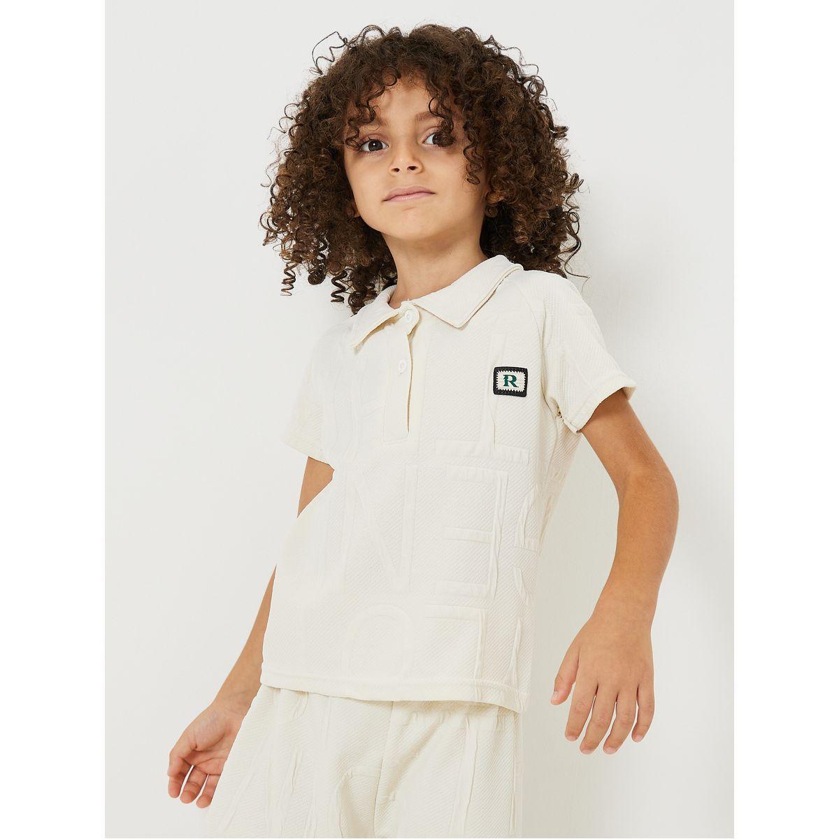 Styli Textured Knit Polo T-Shirt & Shorts Set-boys-clothing-setsandcoords-image-2