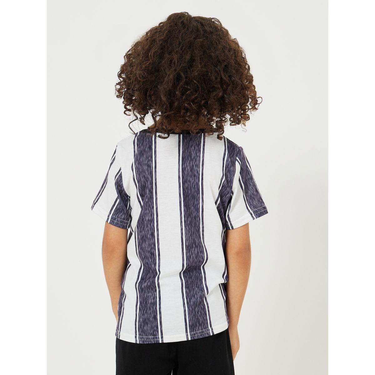Styli Stripe Slogan Print T-Shirt & Shorts Set-boys-clothing-setsandcoords-image-5