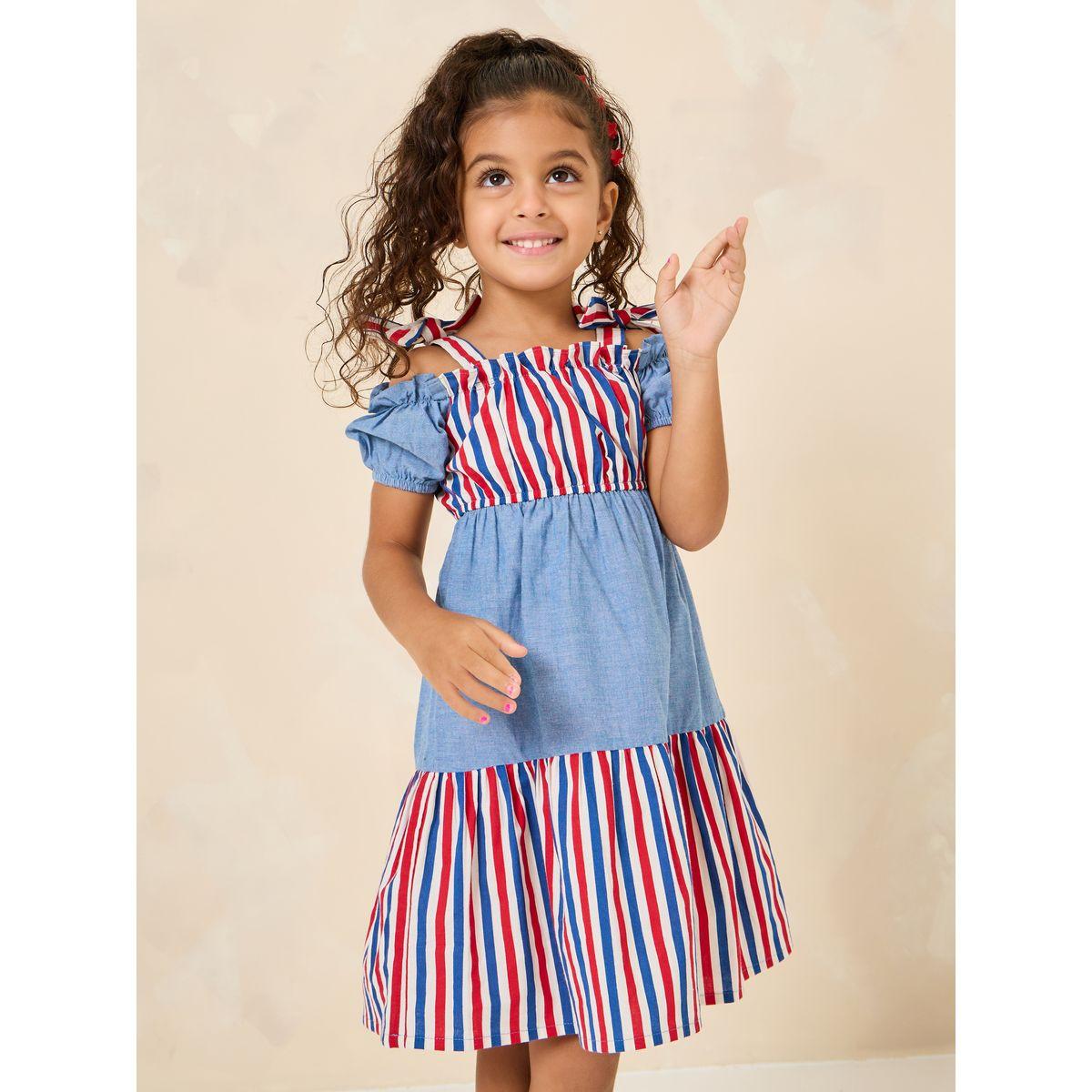 Styli Tie Shoulder Striped Casual Dress-girls-clothing-dressesandjumpsuits-image-1