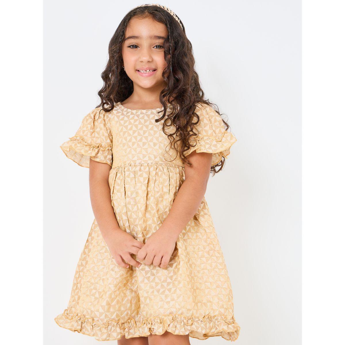 Styli Textured Ruffle Detail A-Line Dress-girls-clothing-dressesandjumpsuits-image-1