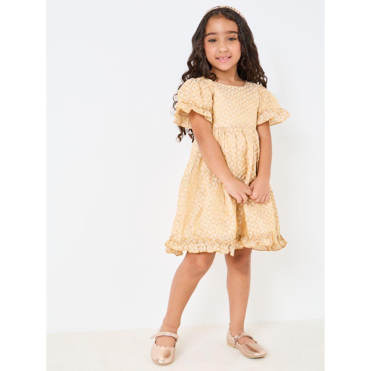 Styli Textured Ruffle Detail A-Line Dress-girls-clothing-dressesandjumpsuits-image-2