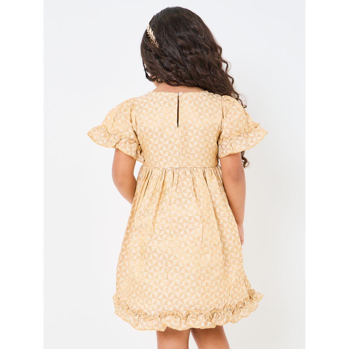 Styli Textured Ruffle Detail A-Line Dress-girls-clothing-dressesandjumpsuits-image-4