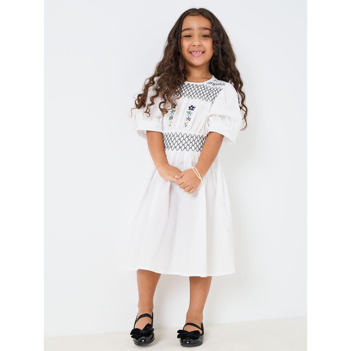 Styli Eyelet Embroidery Ruffle Trim Dress-girls-clothing-dressesandjumpsuits-image-2