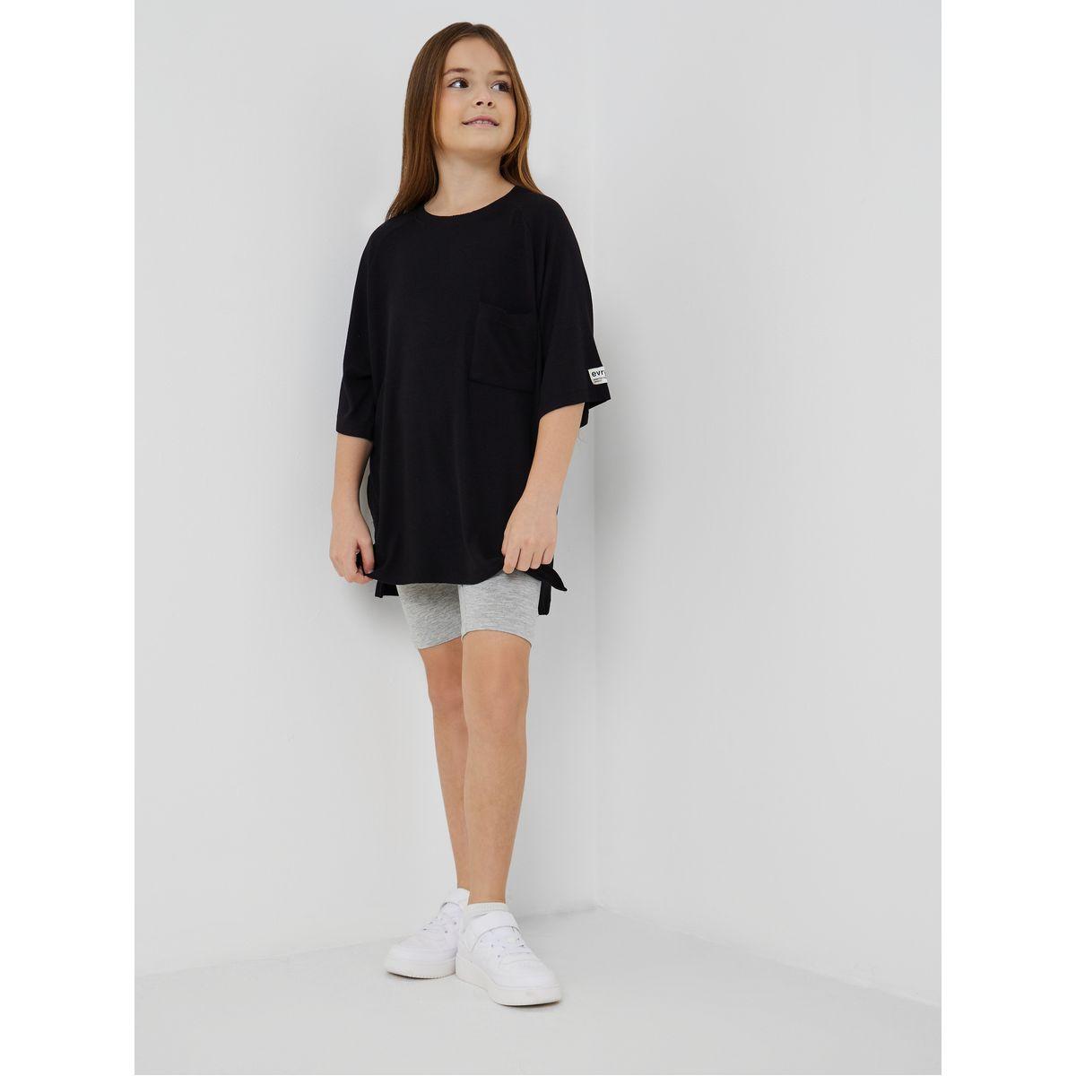تيشيرت مضلع واسع مزين بشارة-girls-clothing-blousesandshirts-image-2
