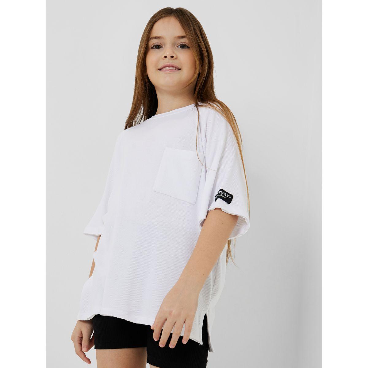 تيشيرت مضلع واسع مزين بشارة-girls-clothing-blousesandshirts-image-1