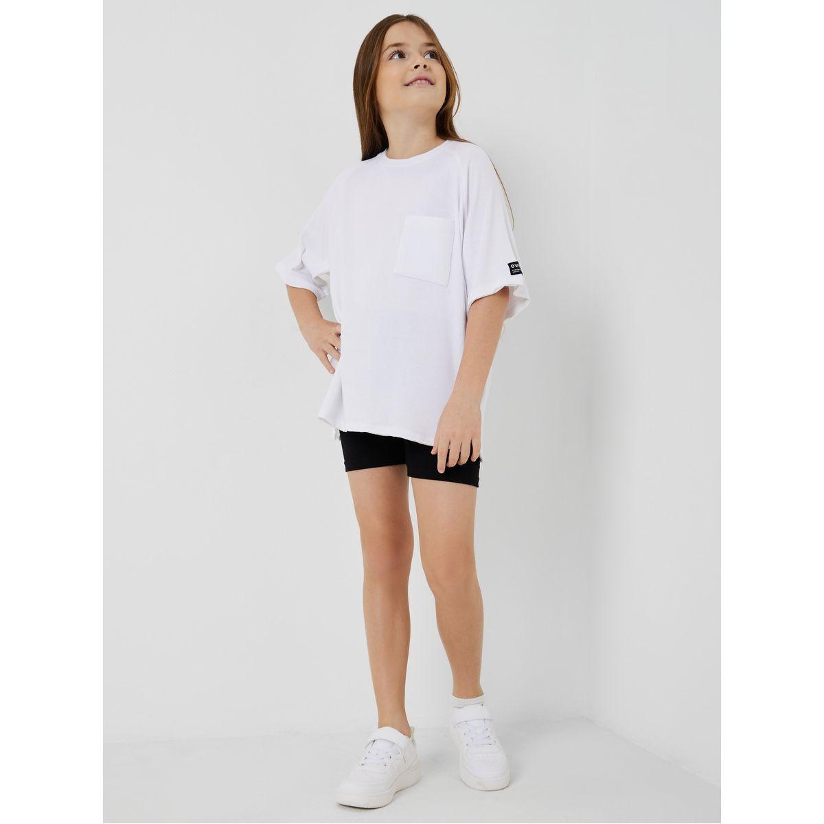 تيشيرت مضلع واسع مزين بشارة-girls-clothing-blousesandshirts-image-2
