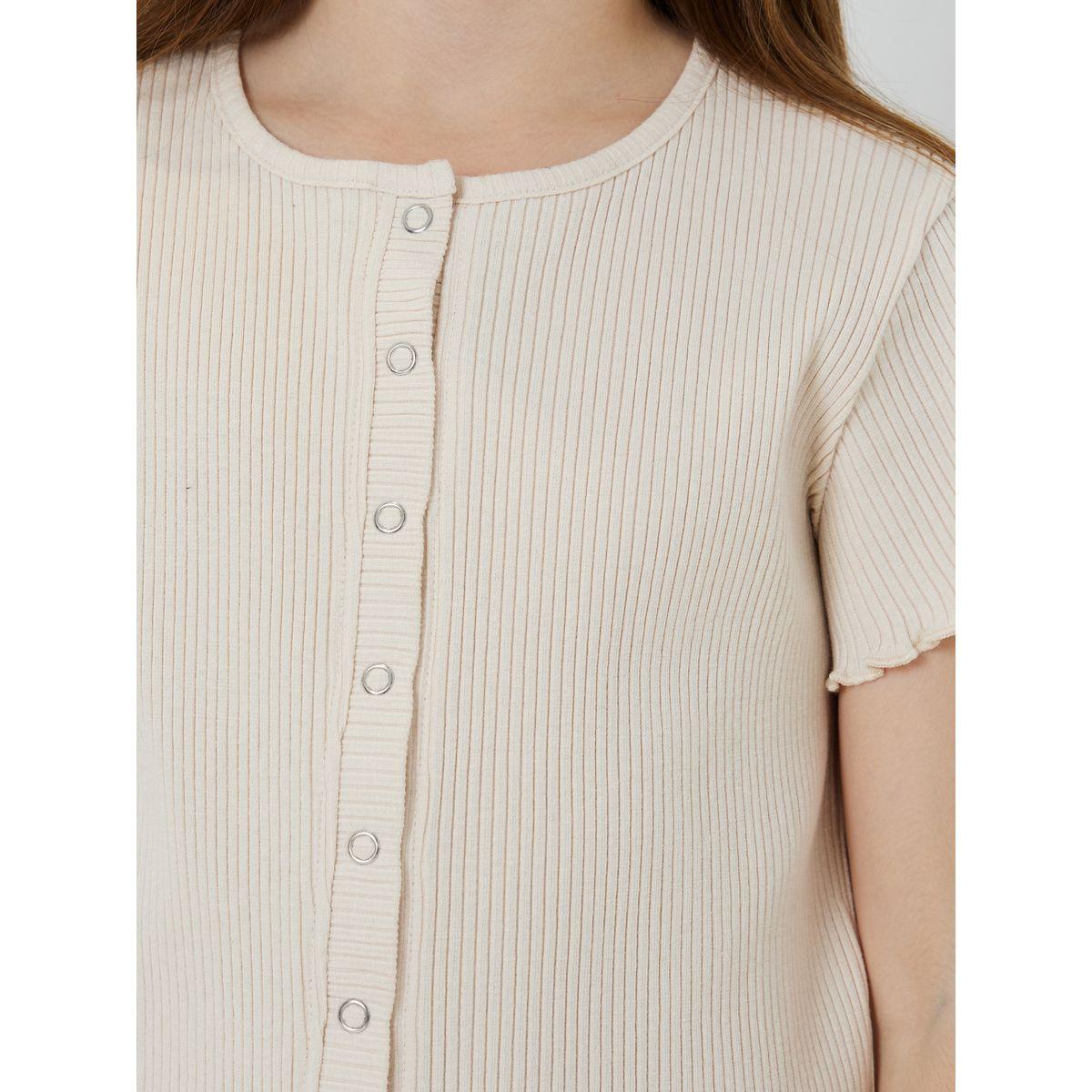 بلوزة مضلعة مع أزرار بوبر-girls-clothing-blousesandshirts-image-3