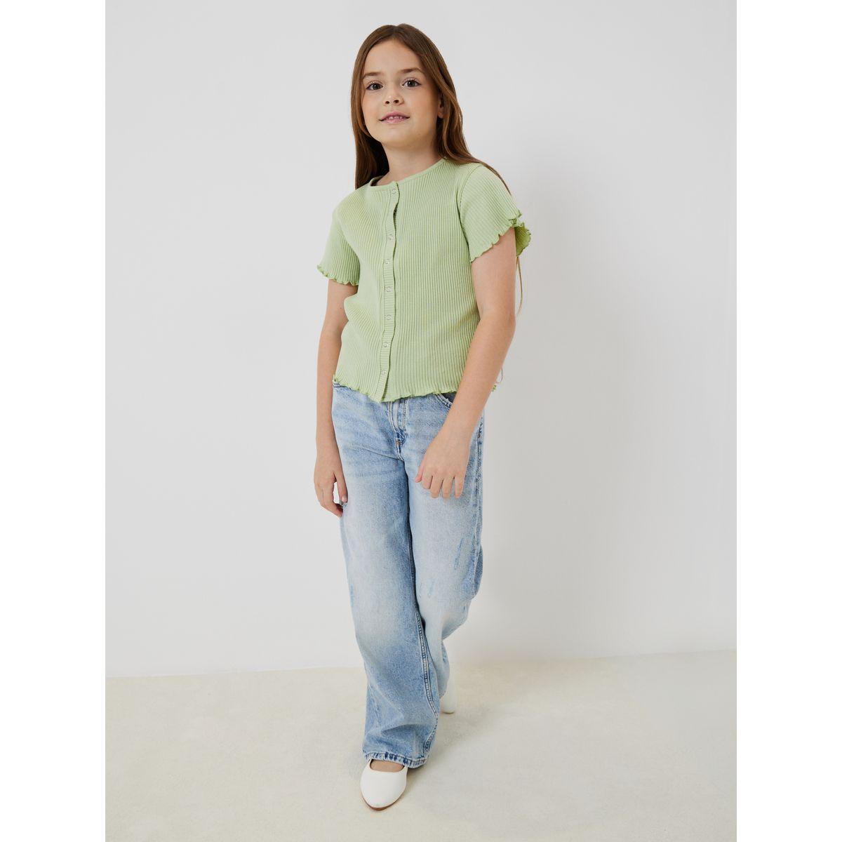 بلوزة مضلعة مع أزرار بوبر-girls-clothing-blousesandshirts-image-2
