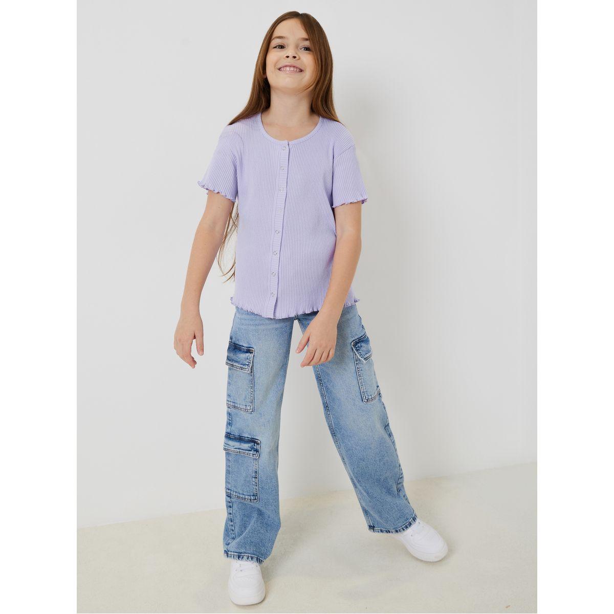 بلوزة مضلعة مع أزرار بوبر-girls-clothing-blousesandshirts-image-5
