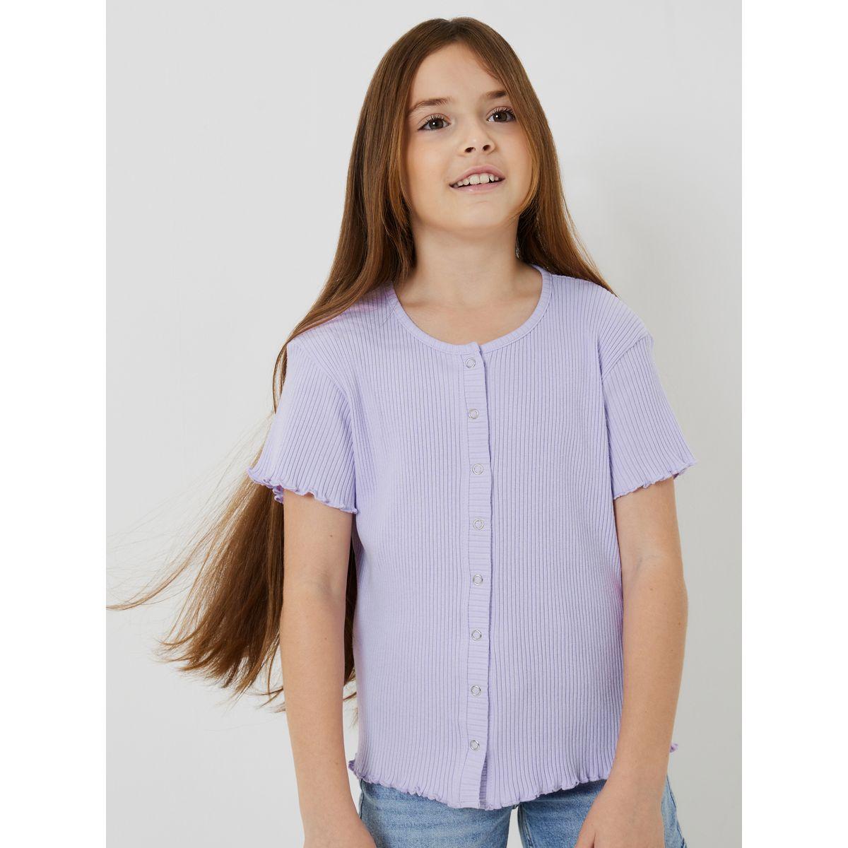 بلوزة مضلعة مع أزرار بوبر-girls-clothing-blousesandshirts-image-4