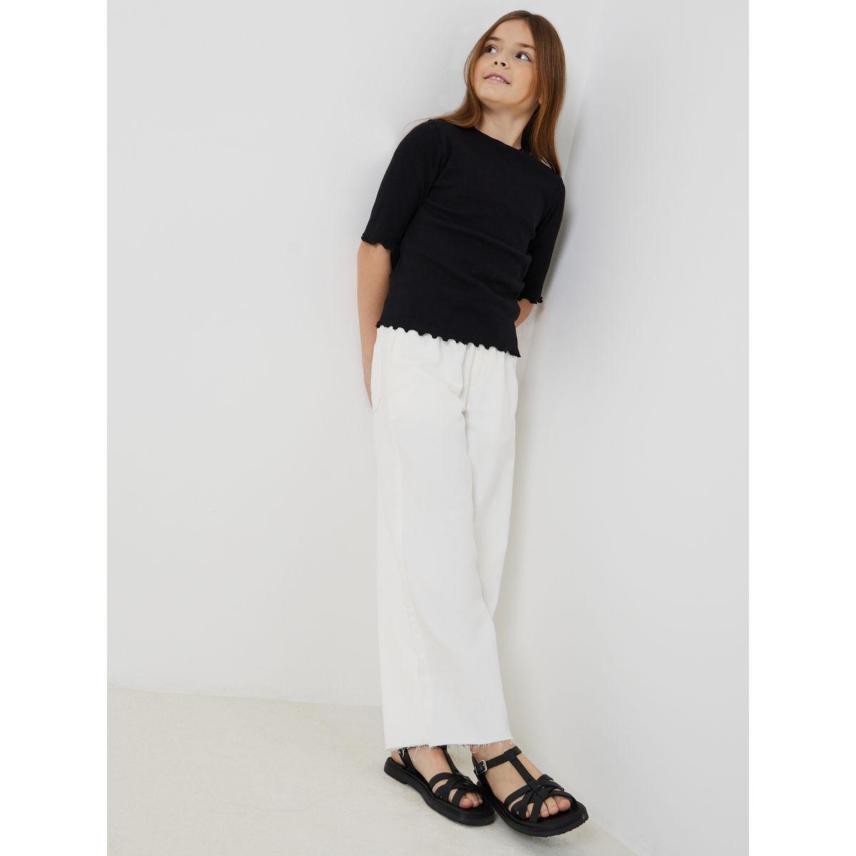 Styli Elevate Fitted Lettuce Edge Button Detail Ribbed Top-girls-clothing-blousesandshirts-image-2