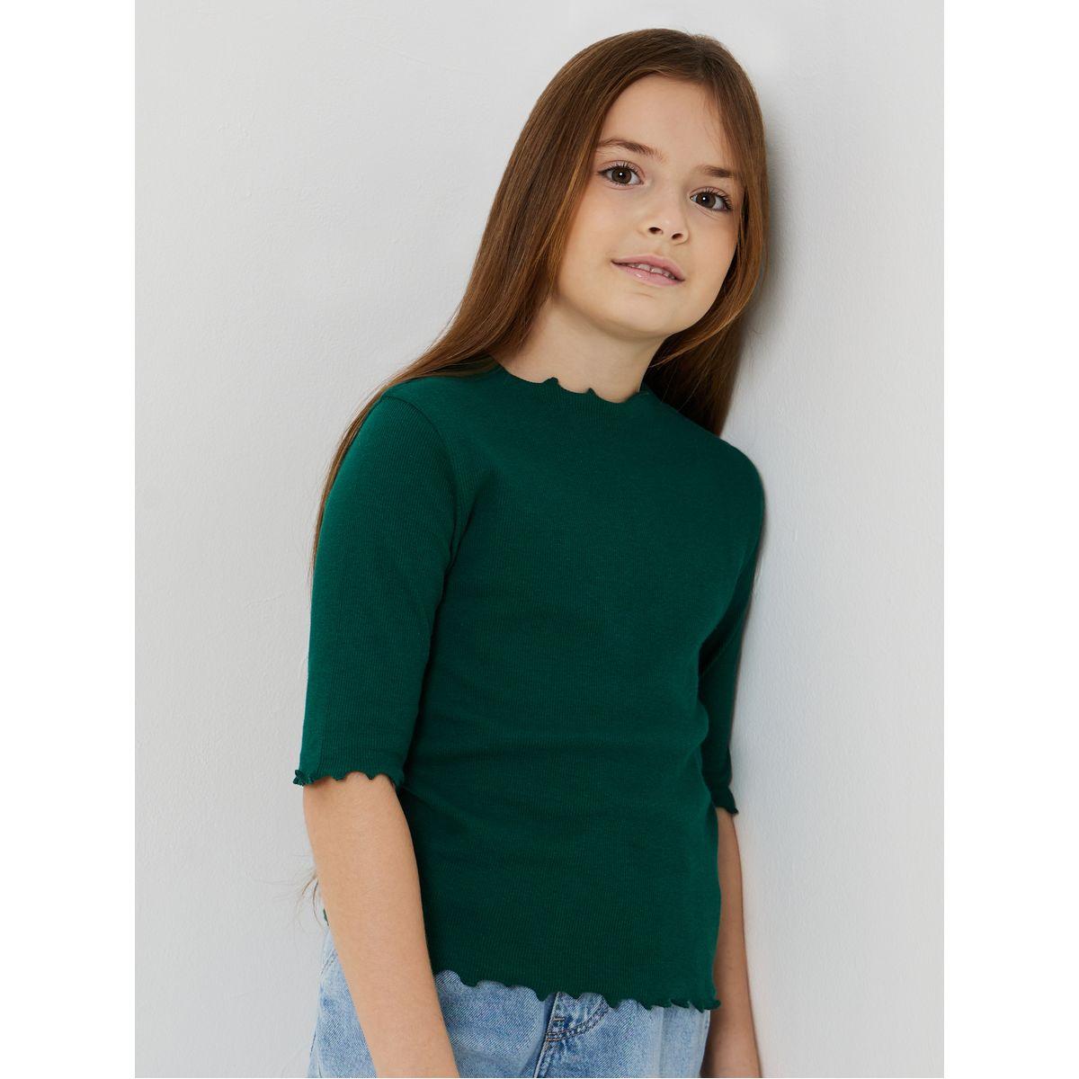 Styli Elevate Fitted Lettuce Edge Button Detail Ribbed Top-girls-clothing-blousesandshirts-image-1