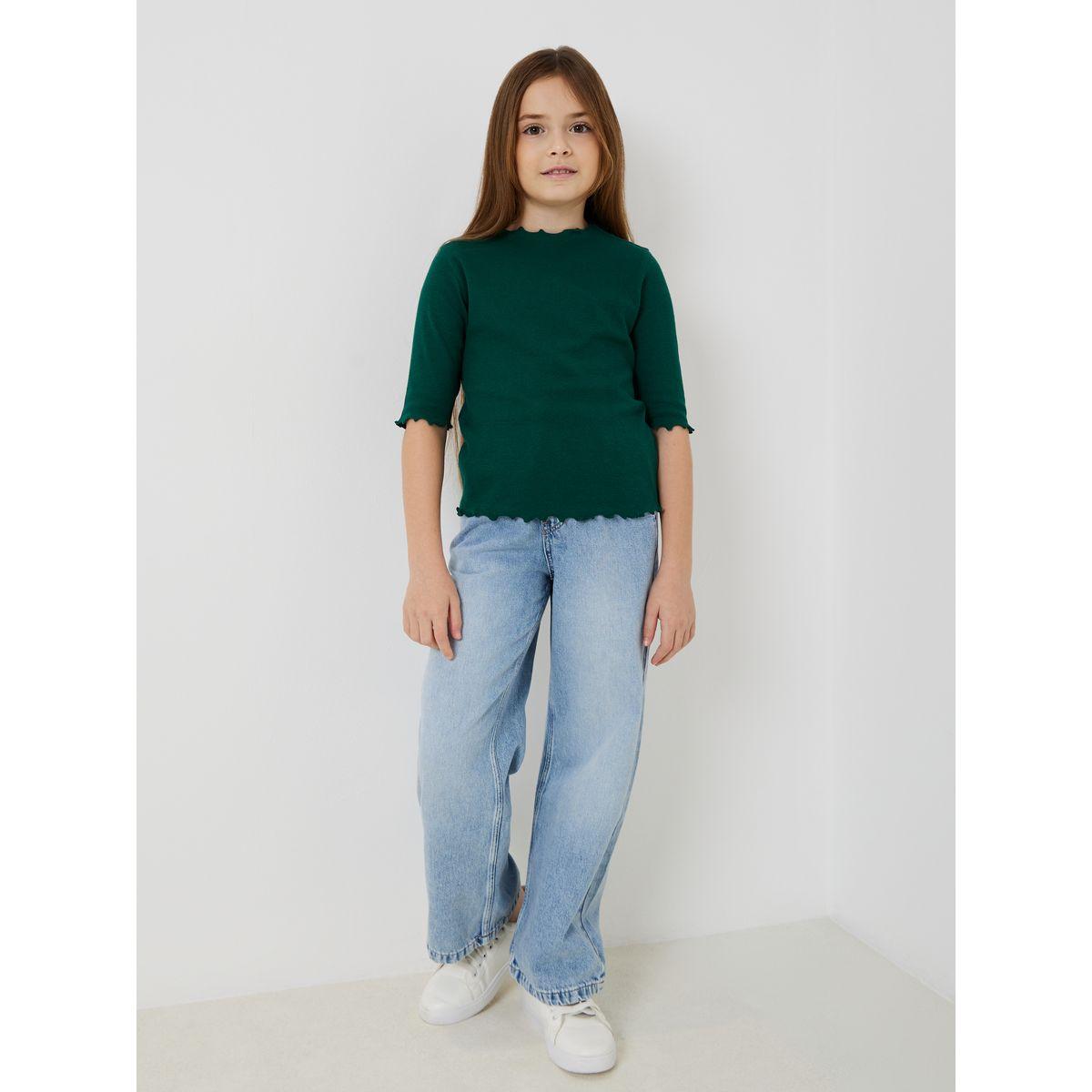 Styli Elevate Fitted Lettuce Edge Button Detail Ribbed Top-girls-clothing-blousesandshirts-image-2