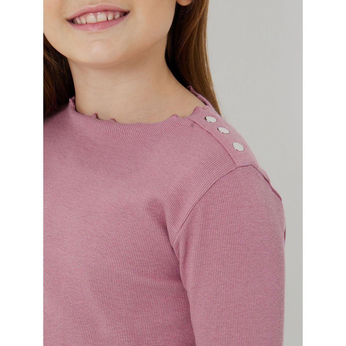 Styli Elevate Fitted Lettuce Edge Button Detail Ribbed Top-girls-clothing-blousesandshirts-image-3