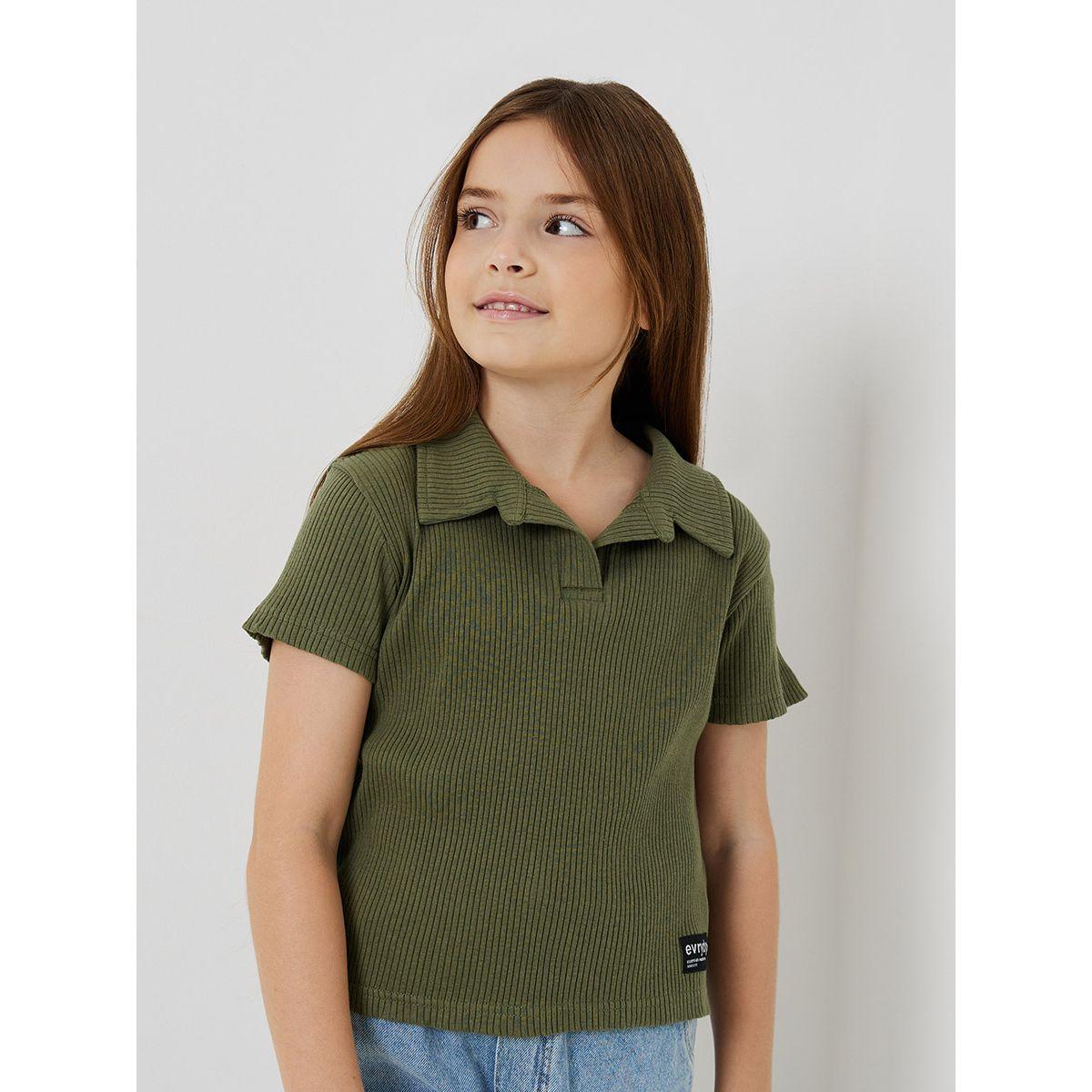 Styli Elevate Regular Fit Ribbed Polo T-Shirt with Side Slit-girls-clothing-blousesandshirts-image-2
