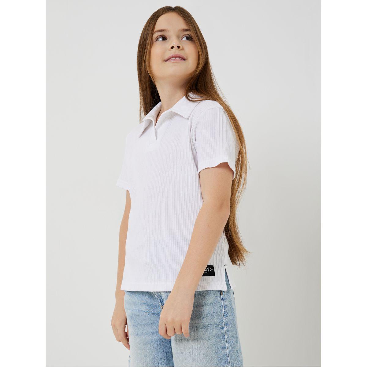 Styli Elevate Regular Fit Ribbed Polo T-Shirt with Side Slit-girls-clothing-blousesandshirts-image-1