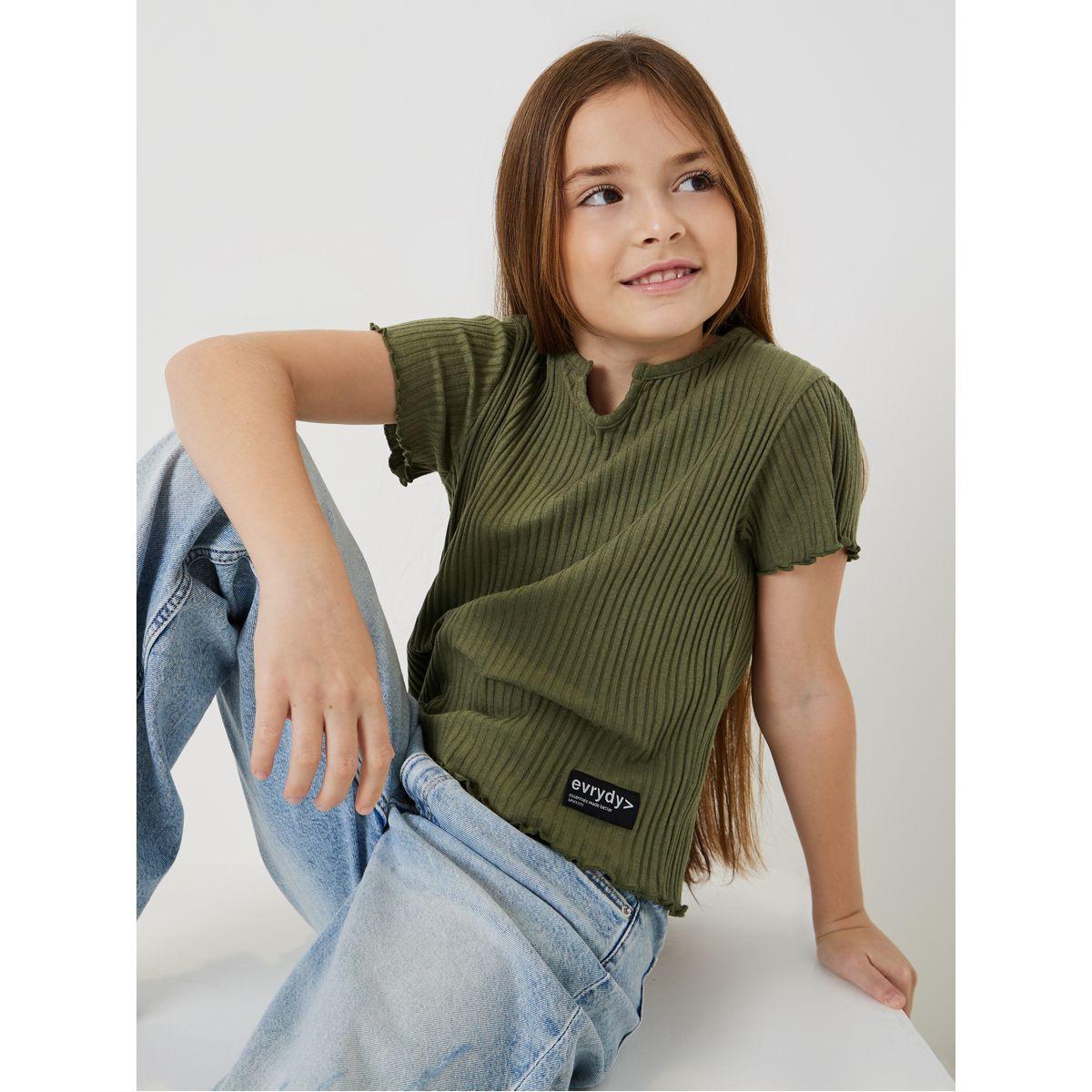 تيشيرت مضلع بقصة عادية-girls-clothing-blousesandshirts-image-1