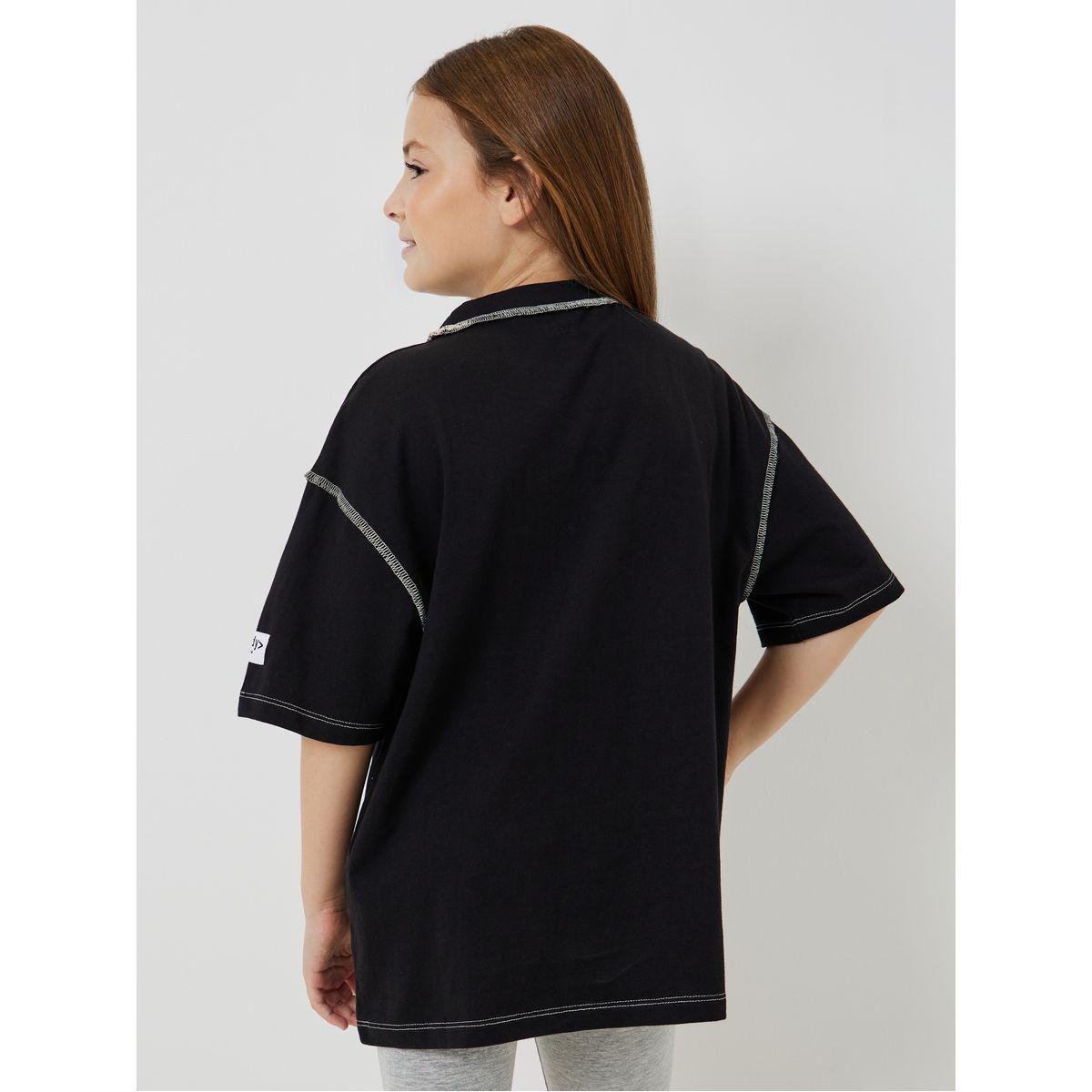 تيشيرت واسع بتفاصيل مدروزة-girls-clothing-tshirts-image-5