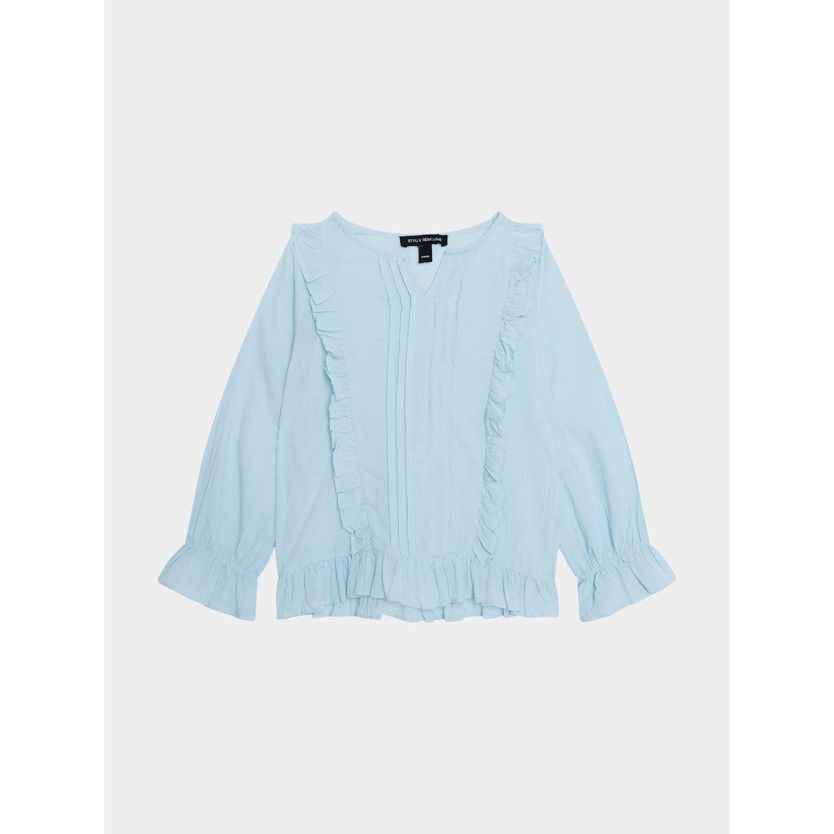 Styli Ruffled Panel Pintuck Detail Blouse-girls-clothing-blousesandshirts-image-1