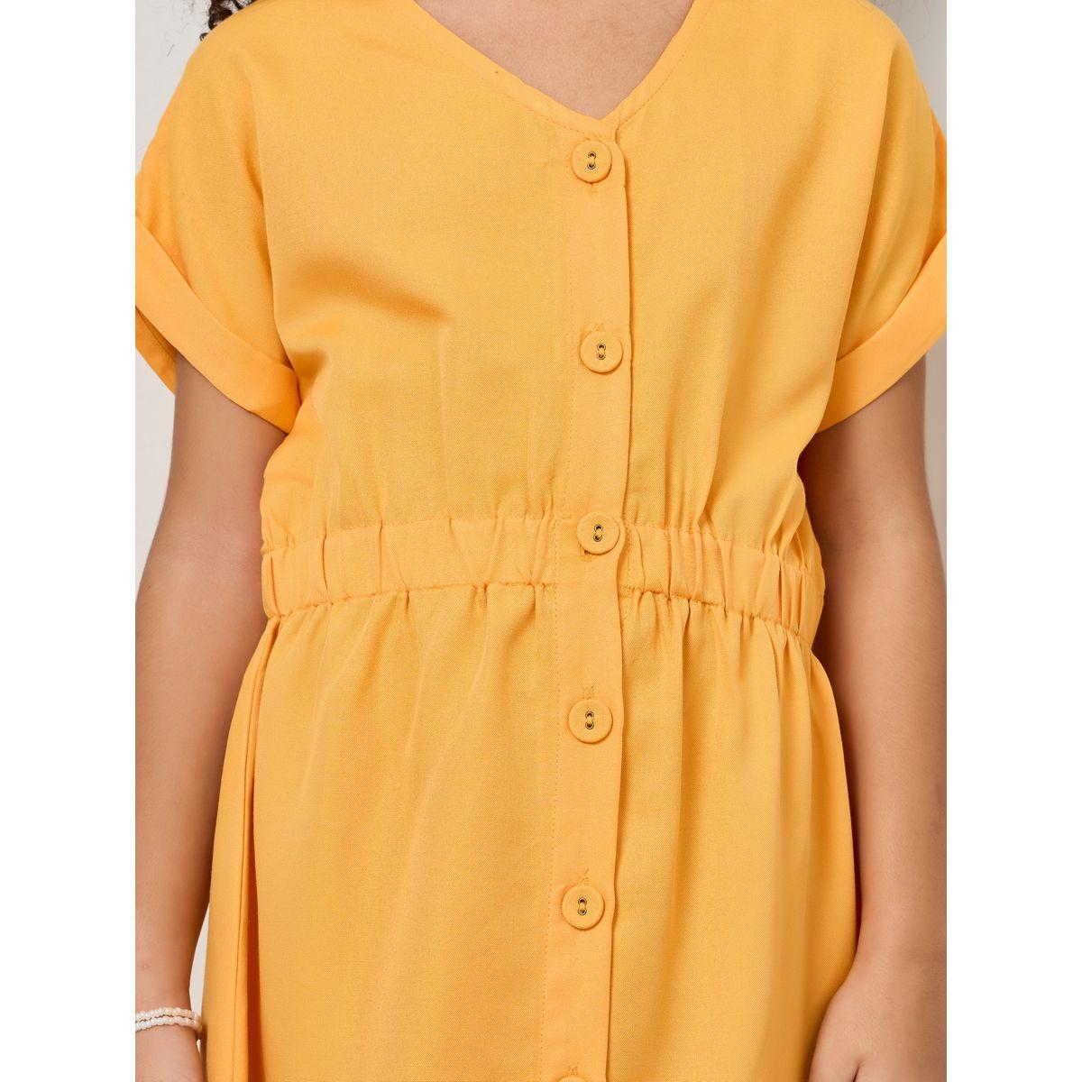 Styli V Neck Button Placket Dress-girls-clothing-dressesandjumpsuits-image-3
