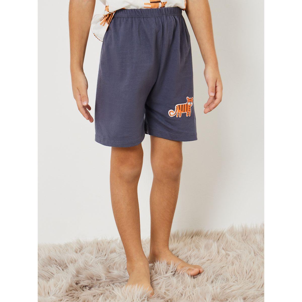 Styli Tiger Graphic T-Shirt & Shorts Set-boys-clothing-nightwear-image-4