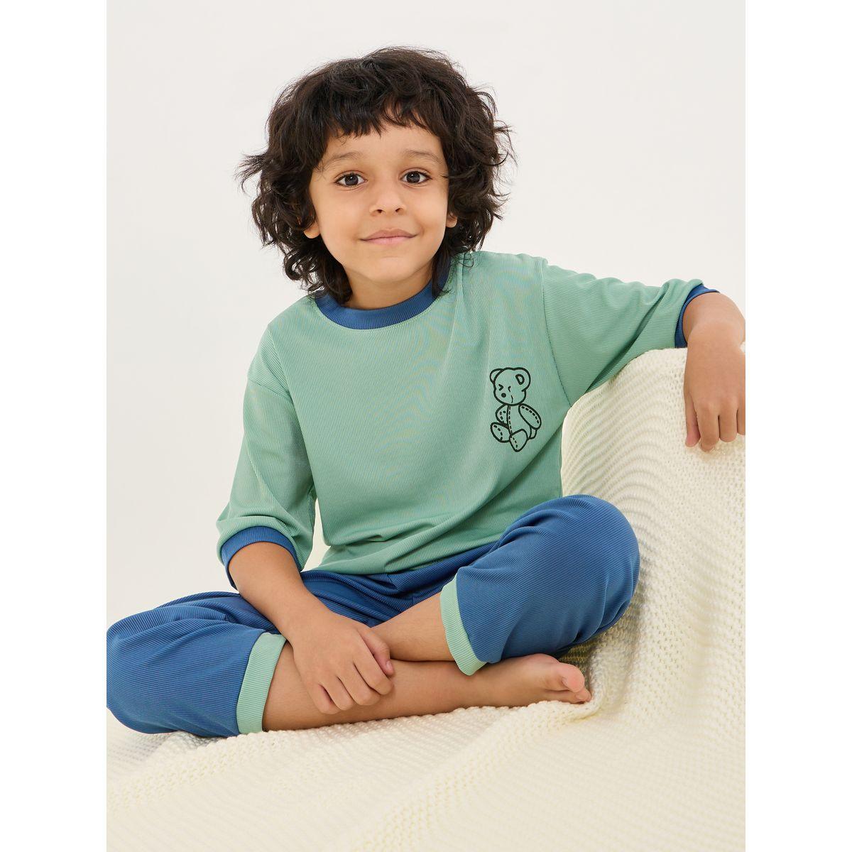 Styli Bear Graphic T-Shirt & Pyjama Set-boys-clothing-nightwear-image-1