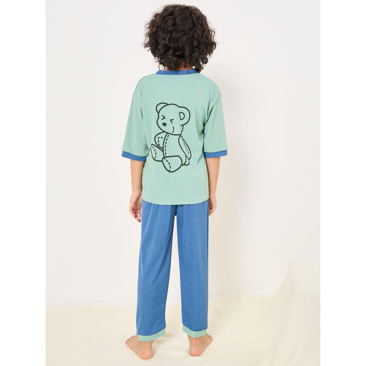 Styli Bear Graphic T-Shirt & Pyjama Set-boys-clothing-nightwear-image-7